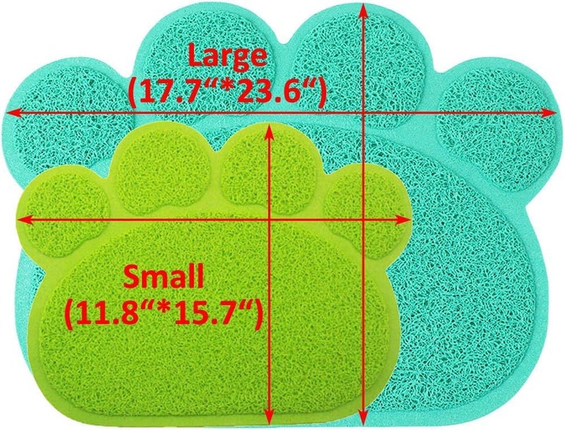 JOYJULY PVC Pet Dog Cat Puppy Kitten Dish Bowl Food Water Feeding Placemat, Non-Slip Cat Litter Mat Paw Shape, Blue Small - Image 5